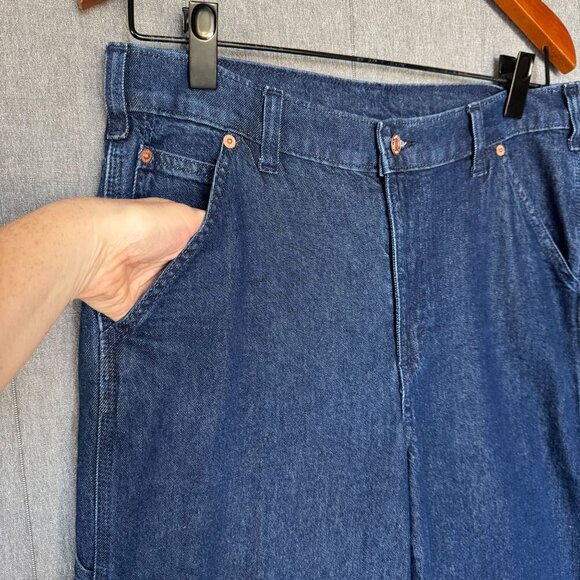 Gap 90's Loose Carpenter Mid Rise Dark Indigo Straight Leg Jeans 29 / 8 Tall - Picture 6 of 17